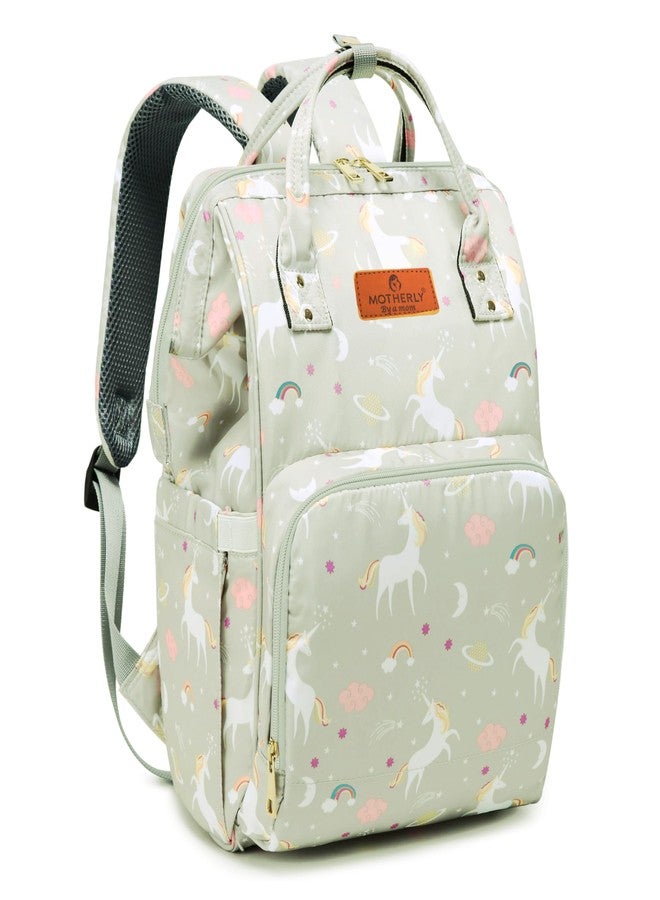 موذرلي حقيبة حفاضات أنيقة للأمهات للسفر، حقيبة حمل للمواليد الجدد، حقيبة سفر للأمهات، حقيبة أطفال متعددة الجيوب مقاومة للماء، حقيبة مستشفى للأمهات (لون رمادي يونيكورن - النمط 2) - Image 1